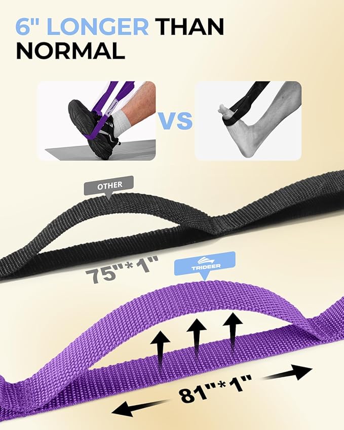 Trideer Stretching Strap Yoga Strap for Physical Therapy, 10 Loops Yoga Straps for Stretching, Non-Elastic Stretch Strap for Pilates, Exercise, Stretch Band for Women & Men