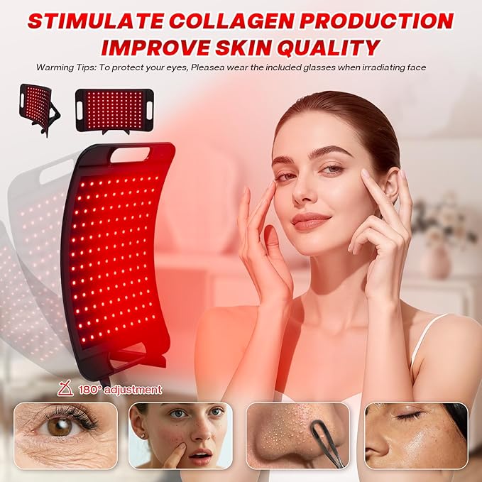 Red Light Therapy for Face and Body, 3-in-1 LED Red Infrared Light Therapy Lamp Panel 660nm / 850nm Wavelength with Adjustable Stand & Protective Goggles – Ideal Home Use Gift for Man, Women&Pet RedlighttherapyRLTisbecomingapopulartoolfornaturalhealingandrejuvenation