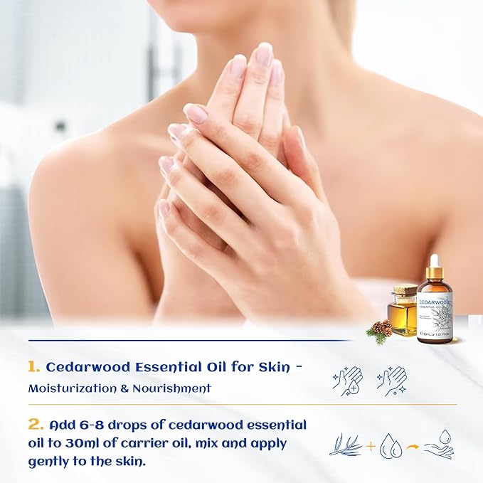 HIQILI 1 Fl Oz Cedarwood Essential Oil, Pure Natural Cedarwood Oil for Hair, Diffuser, Aromatherapy - 30ML - Bloomnest