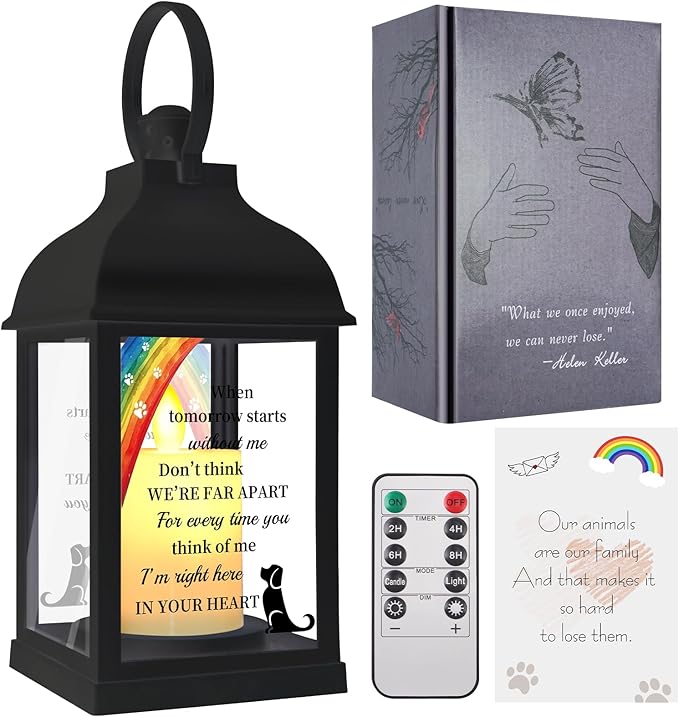 Dog Memorial Gifts with Remote - Sympathy Bereavement Gifts for Loss of Dog, Rainbow Bridge Memorial Lantern for Grieving Pet Owner - Bloomnest