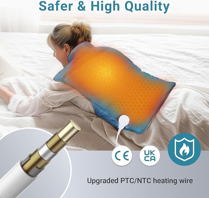 Comfytemp Weighted Heating Pad for Neck Shoulder Back Warmth, Birthday Christmas Gifts for Women Men Mom Dad, FSA Eligible Items Only List, Electric Large Heated Wrap for Elderly, 22"x33", Blue - Bloomnest