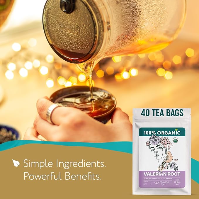 Valerian Root Tea Organic (40 Tea Bags) - Valerian Tea, Valerian Root Herb – Calming Herbal Infusion for Sleep, Healthy Stress Response - Bloomnest