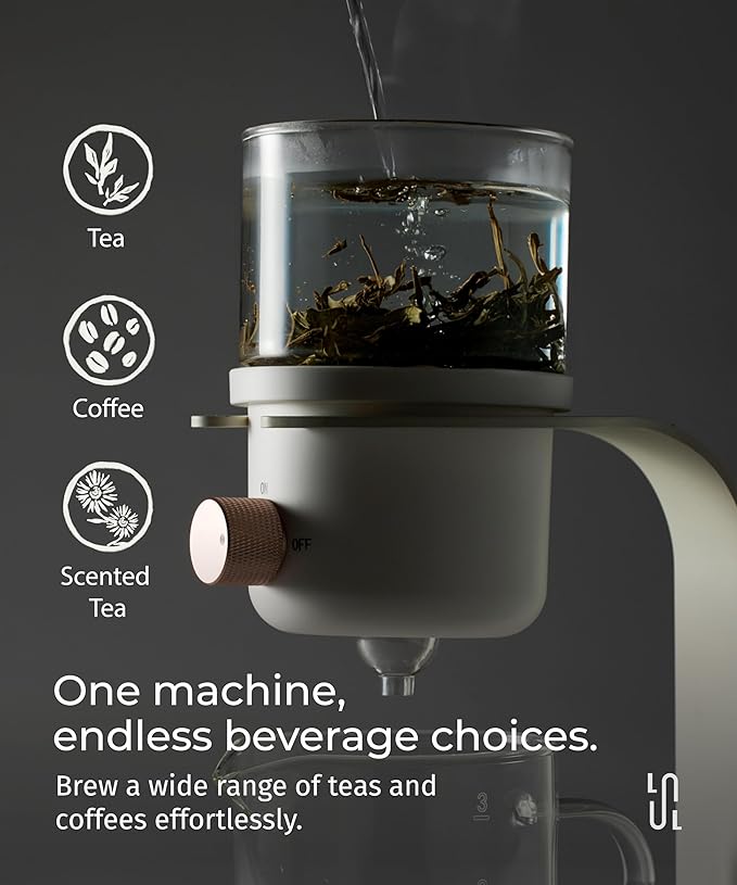 Glass Tea Pot with Infusers for Loose Tea and Drip Coffee Pour Over, Semi Automatic Tea Set with Magnetic Clear Teapot, Black - Bloomnest
