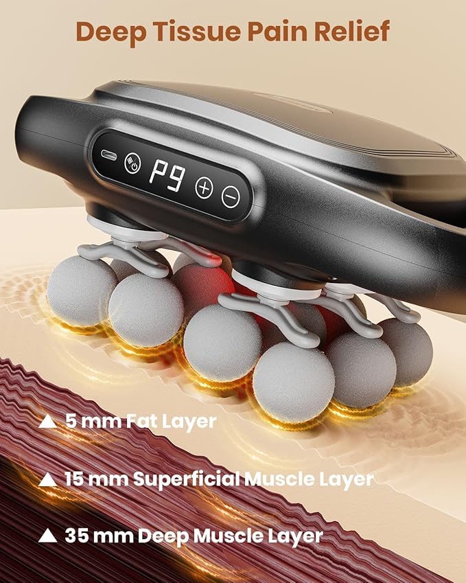 12-Head Massage Gun, Deep Tissue Back Massager with 9 Adjustable Intensities & 9 Modes, Electric Percussion Massager, Gun Tool for Back/Shoulders/Legs/Arms/Neck (12 Head) - Bloomnest