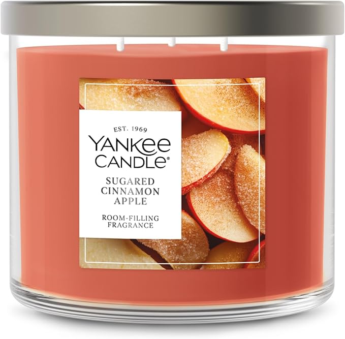 Yankee Candle Sugared Cinnamon Apple, Scented Candle, 14.5oz 3-Wick Candle Jar with up to 40 Hours Burn Time, Giftable - Bloomnest