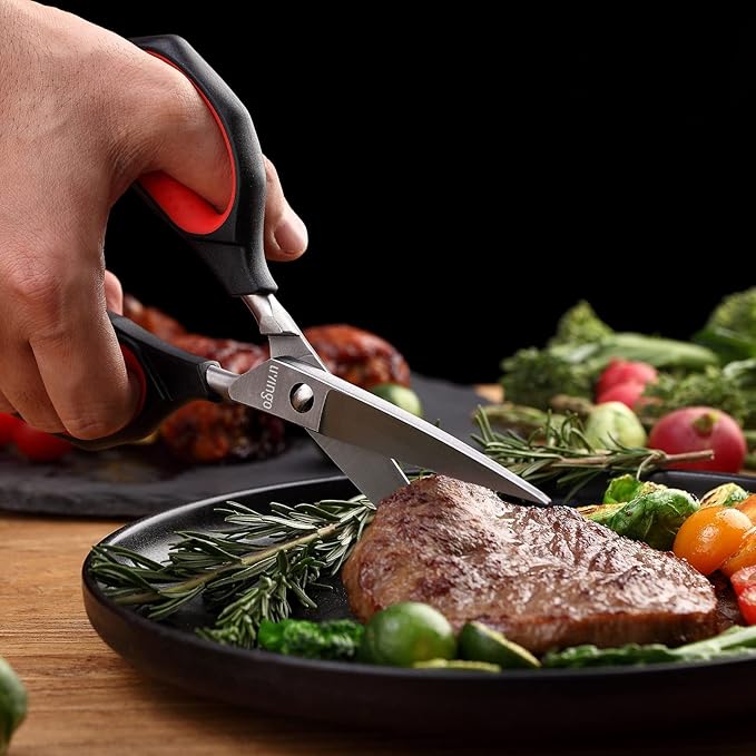 LIVINGO Kitchen Shears Heavy Duty: Cooking Scissors Dishwasher Safe Come Apart Sharp Forged Stainless Steel Blade Utility Food All Purpose for Cutting Poultry Chicken Meat Bones Vegetable, 8.5 inches - Bloomnest