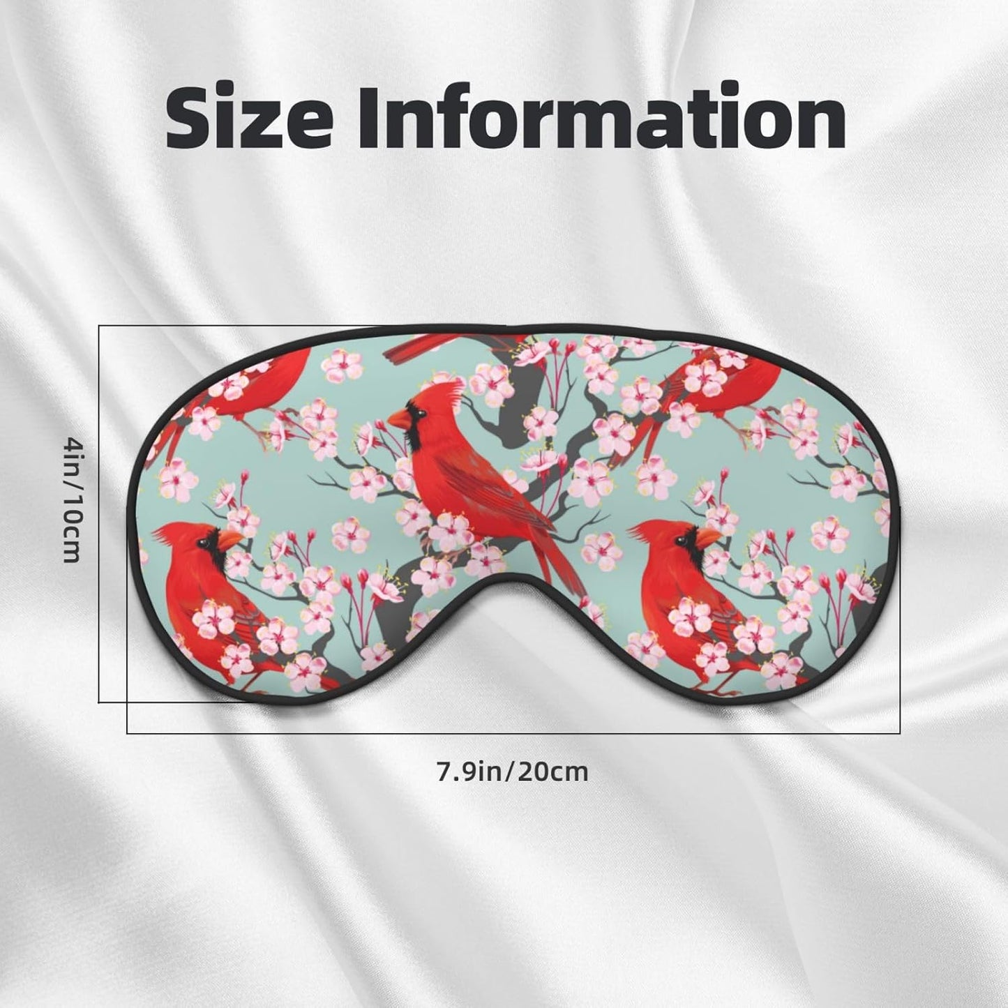 Sleep Eye Mask Cardinal and Bloom Cherry Sleep Mask for Women Men Comfortable Eye Mask with Adjustable Strap Soft Eye Cover Blindfold for Travel Yoga Nap Shift Work