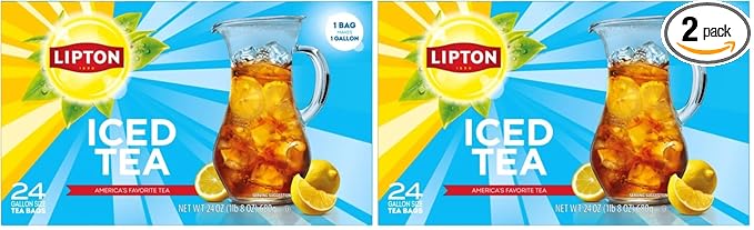 Lipton Unsweetened Iced Tea Bags, Gallon-Sized Zero Calories, 24 Total Tea Bags (Pack of 2) - Bloomnest