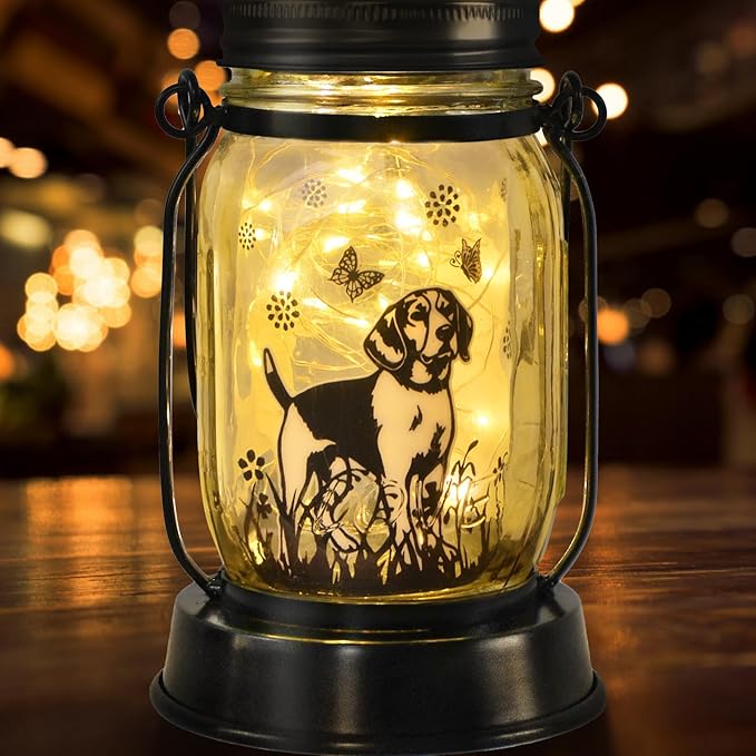 Beagle Gifts for Women/Men Beagle Solar Lanterns Dog Mom Birthday Dog Lovers Lantern Pet Loss Pet Memorial Lights Solar Garden Decoration Outside for Yard, Patio,Backyard,Porch - Bloomnest