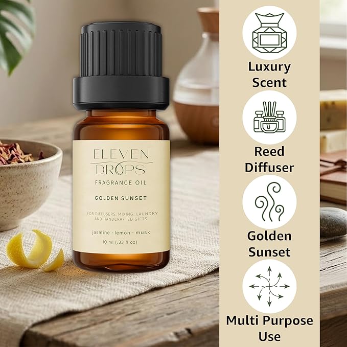 Santal Aroma Fragrance Oil – Essential Oil Blend for Diffusers, Home, Office, Cars, Mixing, Long Lasting Scent, Pet Friendly, Amber Glass Bottle, IFRA Compliant (10 ml)