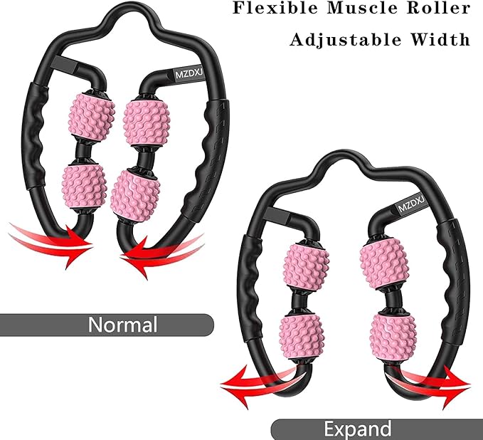Cellulite Massage Tool Muscle Roller - Deep Fascia Massager & Dimpled Skin Remover for Legs, Thighs & Buttocks - Anti-Cellulite Roller, Smooth Skin, Pain Reliefs (Black Pink) - Bloomnest