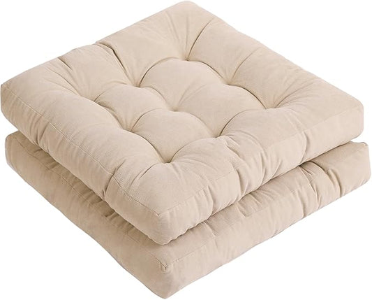 Tiita Square Outdoor Cushions Floor Pillow Thicken Tufted Seat Cushion for Adult Seating on Floor Yoga Meditation Living Room Balcony Office Indoor (Beige, 22 Inch (Pack of 1))