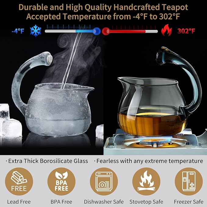 Glass Teapot Tea Pot Magnetic Ball, 12 OZ Drip-Teapot With Infuser, Semi-Automatic Tea Set,350Ml Turkish Tea pot, Kungfu Tea Set - Bloomnest