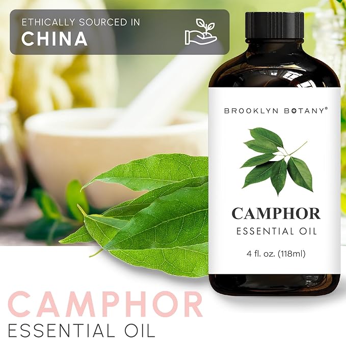 Brooklyn Botany Camphor Essential Oil - Huge 4 Fl Oz - 100% Pure and Natural - Premium Grade with Dropper - for Aromatherapy and Diffuser - Bloomnest