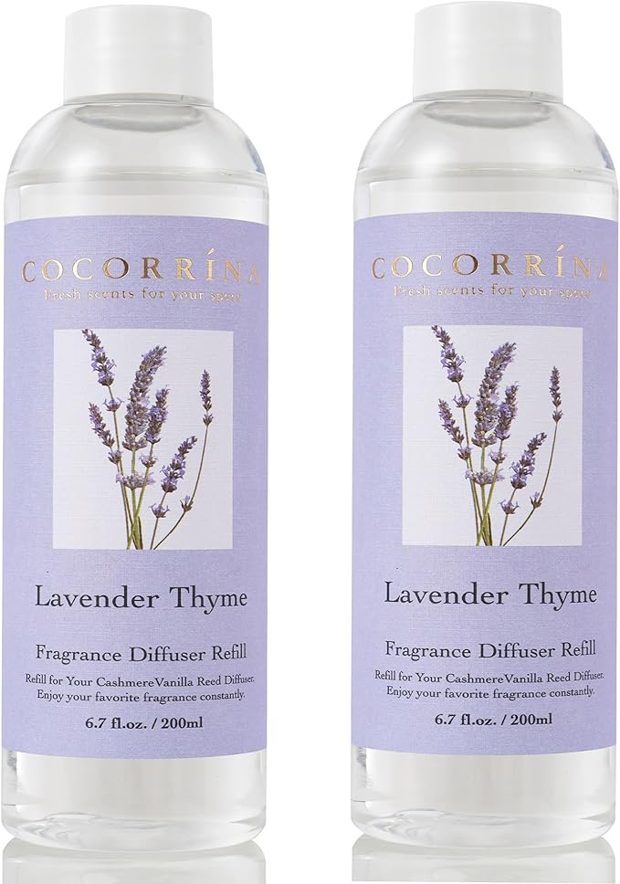 Cocorrína Reed Diffuser Refill - Lavender Thyme 6.7 oz / 2 Packs Reed Diffuser Oil Refill - Bloomnest