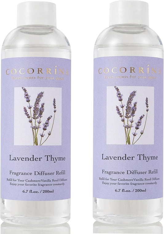 Cocorrína Reed Diffuser Refill - Lavender Thyme 6.7 oz / 2 Packs Reed Diffuser Oil Refill - Bloomnest