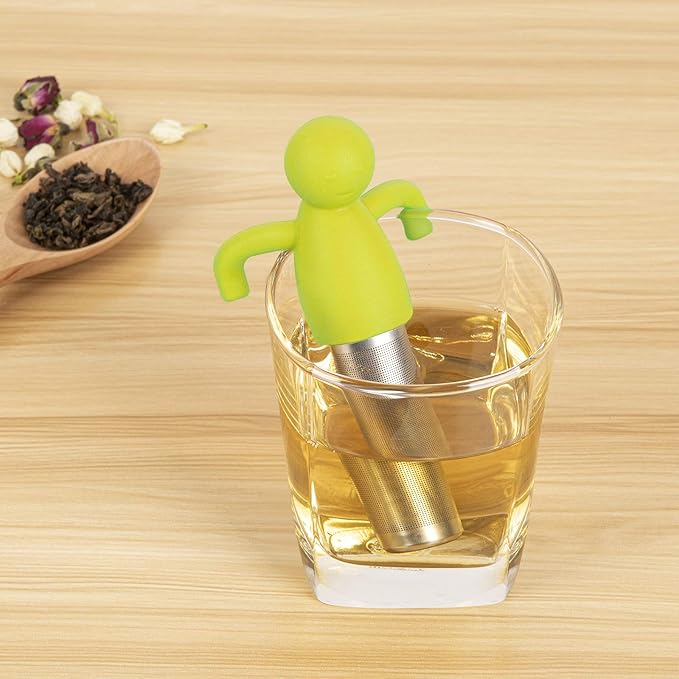 Tea Infuser for Loose Tea Extra Fine Mesh Tea Steeper with Cute Design Tea Strainer Ball with Silicone Handle for Tea Cup Mug, Stainless steel Green - Bloomnest