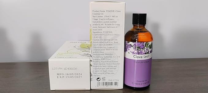 PHATOIL 3.38Fl.Oz Clove Essential Oil, for Aromatherapy Diffusers with Glass Dropper, Humidifiers, Great for DIY Candle and Soap Making, Gift for Friend PHATOIL