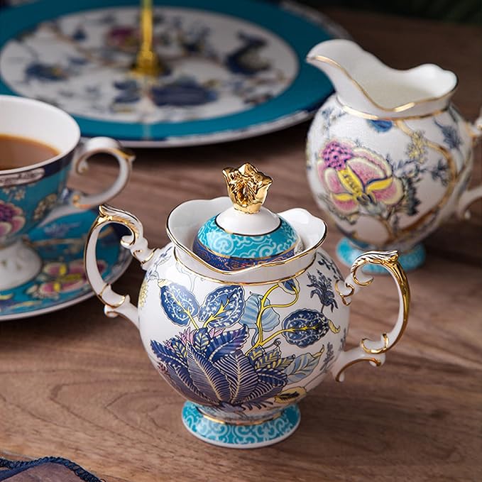 ACMLIFE Tea Sets for Adults for 6 - Tea Pot Sets with Cups Blue, Tea Sets for Women Tea Party, Fine Bone China 24K Gold, Vintage British English Porcelain Afternoon Service Sets for Luxury Gift - Bloomnest