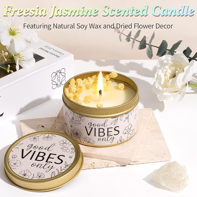 Spa Gifts for Women Bath Gift Set, Freesia & Jasmine Relaxing Spa Gift Basket Home Bath Set Self Care Kit Care Package Thank You Birthday Valentines Day Gifts for Her Women Mom Friend Teen Girl Wife