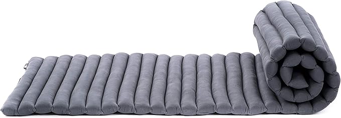 Leewadee - Foldable Floor Mattress - Japanese Roll Up Futon -Trifold Tatami Mat- Guest Floor Bed - Camping Mattress - Thai Massage Mat, Kapok Filled, 75 x 20 inches, Anthracite - Bloomnest