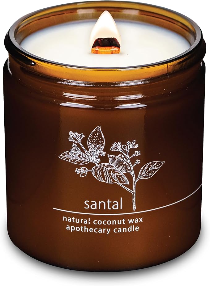 Hemlock Park Crackling Wood Wick Candle Handcrafted with Natural Coconut Wax (Large 16 oz, Santal) - Bloomnest