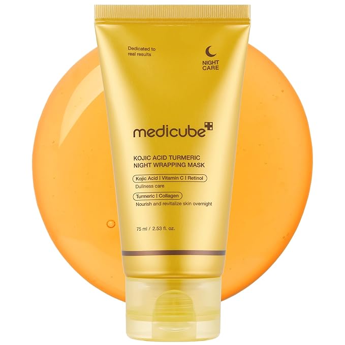 medicube Wrapping Mask Kojic Acid, Turmeric, Vitamin C Overnight Peel Off Facial Mask | Brighten & Defends Against Skin Stress for a Clear, Glowing Complexion | Korean Skin Care, 2.53 fl.oz - Bloomnest