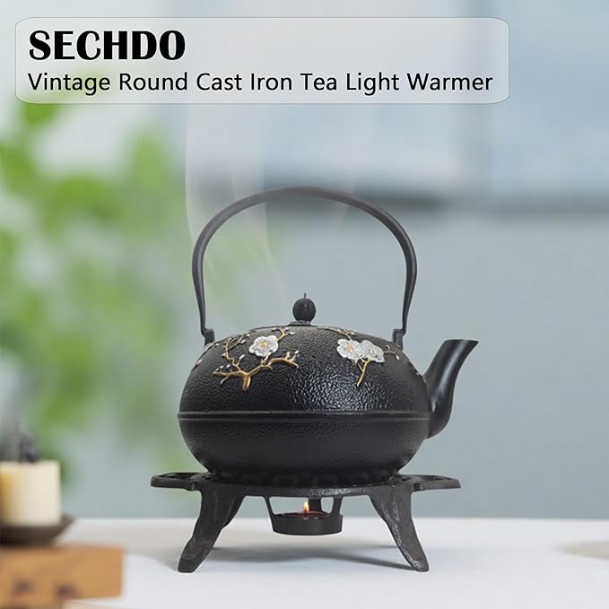 Cast Iron Tea Set with Cast Iron Warmer, Japanese Tetsubin 60.9oz Large Teapot Set with Infuser for Loose Tea, Heavy Tea Kettle for Stovetop Safe, Asian Elegant Durable Teaset Gift - Bloomnest