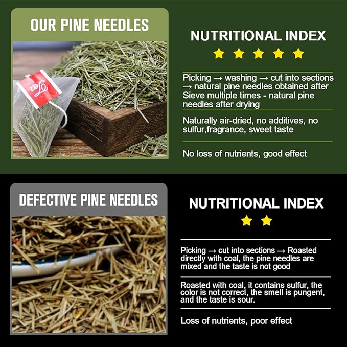Organic Pine Needle Tea Bags - 100% Pure Natural Dried Pine Needles Herbal Tea, Effectively Antioxidant & Immune Support, Caffeine Free, 30 Tea Bags - Bloomnest
