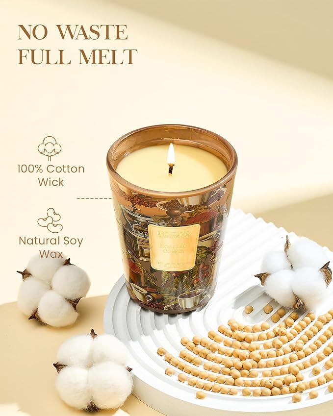 M&SENSE Roasted Coffee Scented Candle, Soy Natural Wax Fall Winter Candles, 14.1oz 60H Burn Time Slow Burning, Stress Relief Home Fragrance Housewarming Thanksgiving Christmas Gifts - Bloomnest