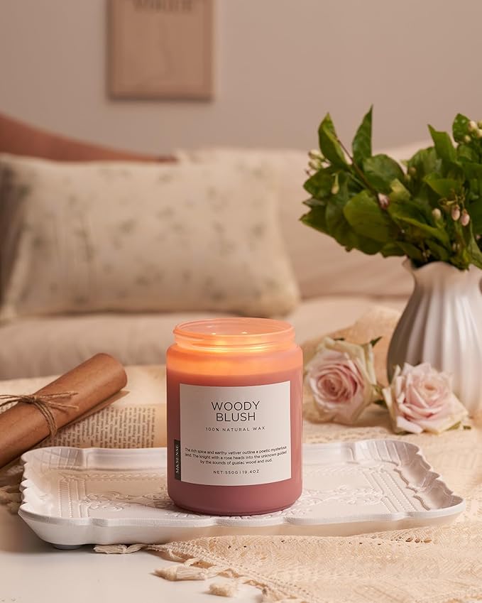 M&SENSE Rose Oud Wood Soy Candles 2 Wick, Large Scented Candles 19.4oz 110 Hour Long Lasting Burn Non Toxic Natural Luxury Aromatherapy Gifts for Women & Relaxing Spa Yoga - Bloomnest