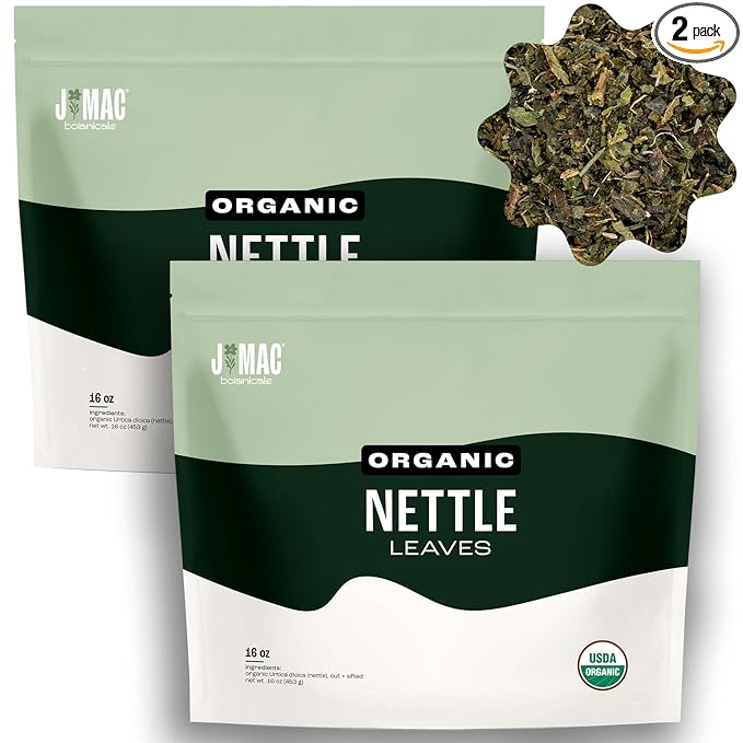 J MAC BOTANICALS Organic Nettle Leaf Herbal Tea - 32 oz Certified USDA Organic, Dried stinging nettle tea, 2 Pound Bulk Bags, Urtica dioica - Bloomnest