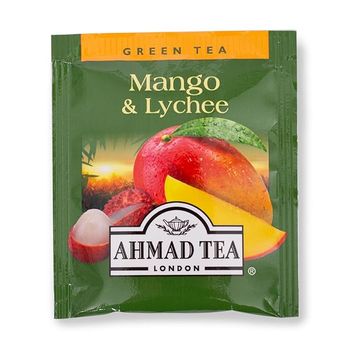 Ahmad Tea Green Tea, Mango & Lychee Teabags, 20 ct (Pack of 1) - Caffeinated & Sugar-Free - Bloomnest