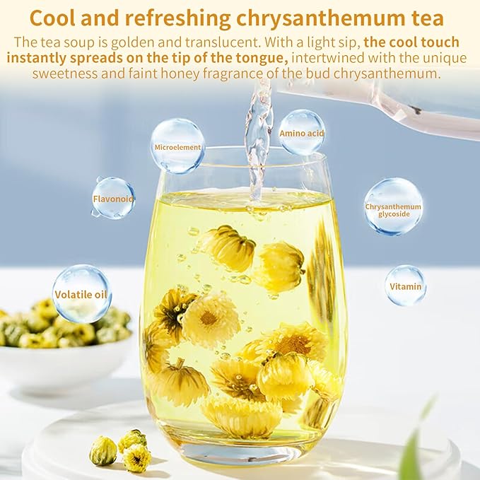 Hee Creek Superior Chinese Chrysanthemum Tea Buds 3.52oz/100g Natural Dried Fetal Chrysanthemum Flower - Tai Ju Herbal Tea Loose Leaf - Non-GMO - Caffeine Free - Aroma & Refreshing 胎菊 菊花茶 - Bloomnest