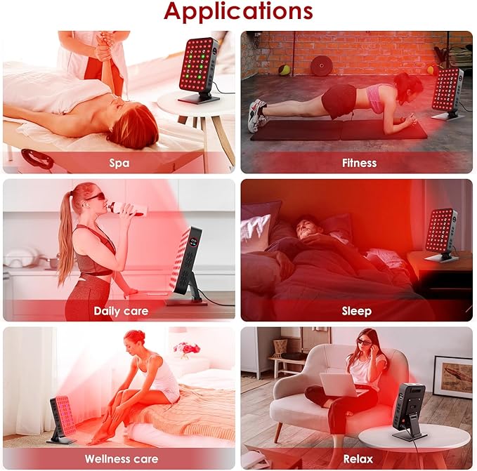 Red Light Therapy Panel 300W 60pcs Dual-Chip 4 Bands LED Light Therapy Red Infrared Blue Green 660nm 850nm 455nm 528nm, High Irradiance, Touch Screen Controller, Ideal for Body, Face, Skincare, Sleep bioredrlt