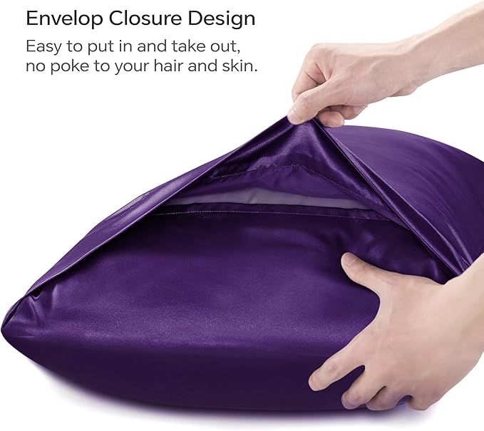 BEDELITE Satin Body Pillow Cover, Super Soft and Cooling Body Pillow Pillowcase for Hair and Skin, Breathable Silky Full Long Pillowcase Cover(20"x54", Plum Purple) - Bloomnest
