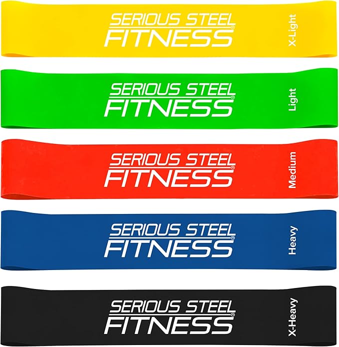 Serious Steel Fitness Mini Resistance Loop Bands | Rehab and Prehab Stretch Bands | 12" Exercise Workout Bands (Sets of 5 Pack and Sets of 10 Pack Trainer Options Available!) - Bloomnest