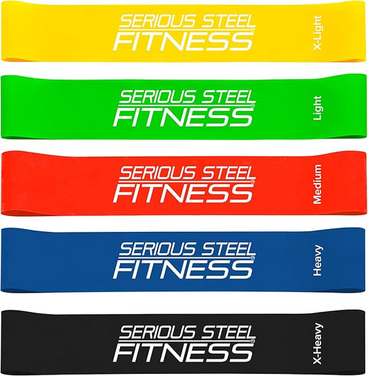 Serious Steel Fitness Mini Resistance Loop Bands | Rehab and Prehab Stretch Bands | 12" Exercise Workout Bands (Sets of 5 Pack and Sets of 10 Pack Trainer Options Available!) - Bloomnest