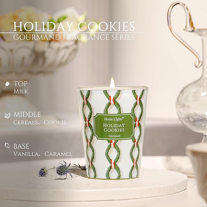HomeLights 1-Wick Candles for Home Scented - 6.7oz Soy Wax Blend Candle Long-Lasting Fragrance, Rustic Modern Home Decor and Housewarming Gifts, Holiday Cookies - Bloomnest