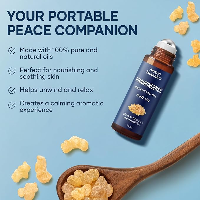 Frankincense Essential Oil Roll-On 10 ml - Pure, Natural Oil with Grapeseed for Aromatherapy & Skin Care - Nexon Botanics - Bloomnest