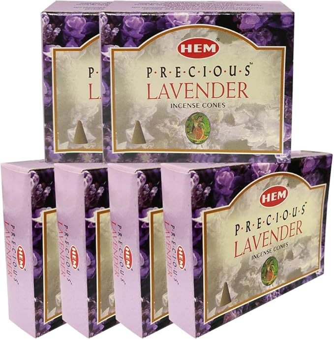 TRUMIRI Incense Cone Holder Bundle with Hem Precious Lavender Incense Cones - Pack of 6 (Approx 60 Cones) TRUMIRI