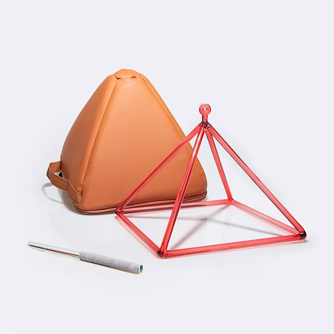 TOPFUND Orange Crystal Singing Pyramid 6 inch with Carrying Case and Quartz Suede Mallet