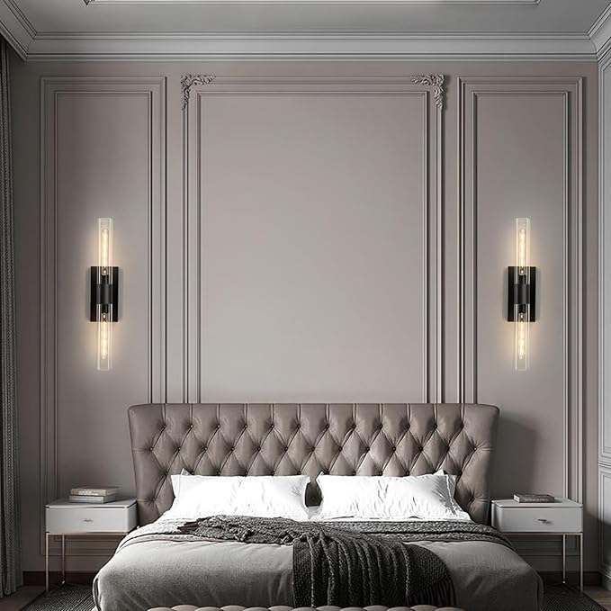 24.8" L Wall Sconces 2-Lights Black Wall Lights Fixtures Morden Cylinder Wall Light for Bathroom Vanity Light Indoor Wall Mounted Lamps for Living Room,Bedroom,Hallway - Bloomnest
