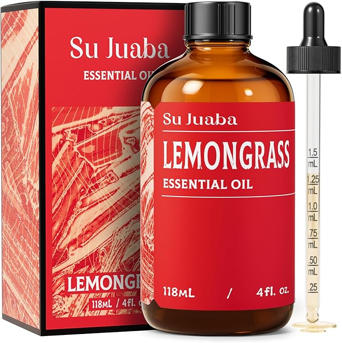 SU JUABA Lemongrass Essential Oil 4 Oz, 100% Pure Natural Aromatherapy Oil for Diffuser, Skin Care, Candle - 118ML Bloomnest