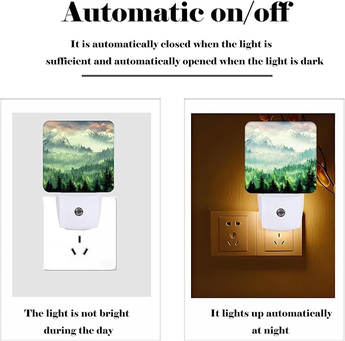 Mountain Forest Landscape Painting Night Light,Plug Into Wall Decor for Stairway,Hallway,Kitchen,Dusk to Dawn Sensor Nightlights for Boys/Girls/Women/Men Room Gifts - Bloomnest