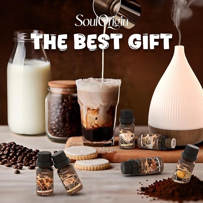 Coffee Fragrance Oils Set, Essential Oil for Diffuser, Diffuser Oil, Use for Soap Candle Making,Caramel Apples, Pumpkin Pie, Candy Corn, Halloween Cookies, Popcorn Balls, Snickers Bars - Bloomnest