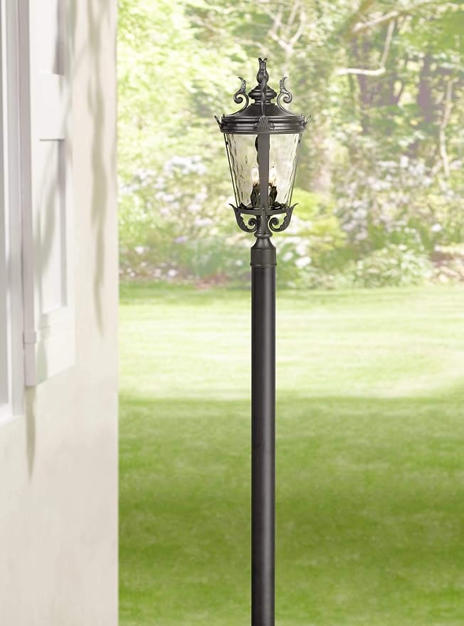John Timberland Modern Outdoor Direct Burial Post Light Pole Black Die-Cast Metal 84" Accessories for Exterior House Porch Patio Outside Deck Garage Yard Garden Driveway Home Lawn Walkway - Bloomnest