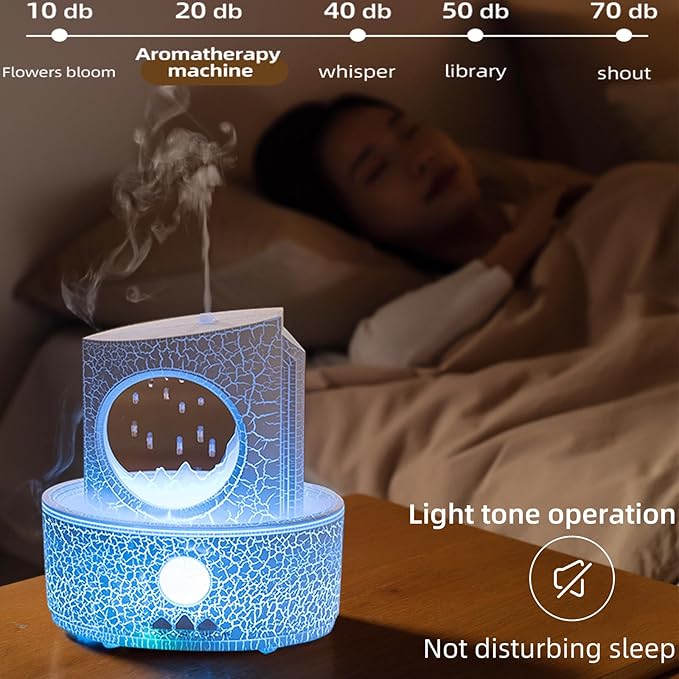 Raindrop Humidifiers for Bedroom,300ML Ultrasonic Small Humidifier, Aromatherapy Essential Oil Vaporizer, Essential Oil Diffuser with Atmosphere Light,Suitable for Bedroom, Hotel,Gym,Yoga Room - Bloomnest