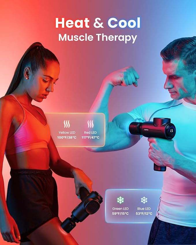 RENPHO Massage Gun with Heat and Cold, Portable Percussion Muscle Deep Tissue Massager with Charging Stand, Active+ Thermacool Deluxe - Bloomnest