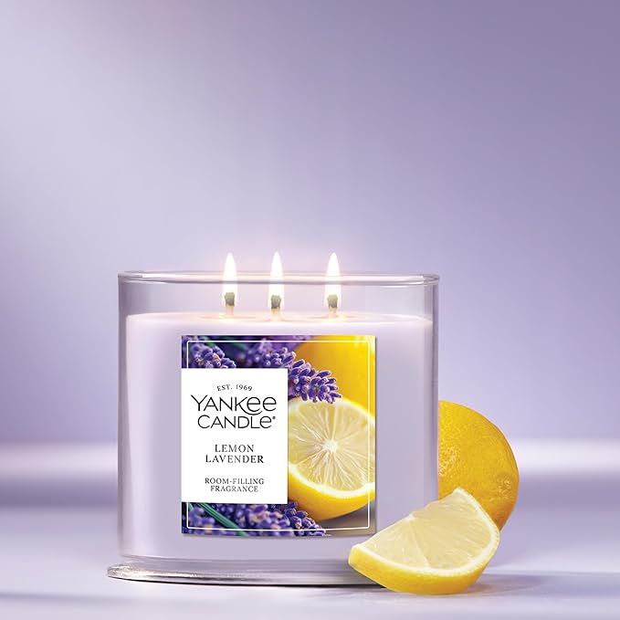 Yankee Candle Lemon Lavender, Scented Candle, 14.5oz 3-Wick Candle Jar with up to 40 Hours Burn Time, Giftable - Bloomnest